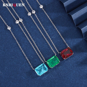 Vintage Ruby Emerald Paraiba Tourmaline Gemstone Pendant Necklace
