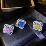 Crystal Zircon Flower Rings Inlay Vintage Jewelry Women Wedding
