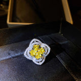 Crystal Zircon Flower Rings Inlay Vintage Jewelry Women Wedding