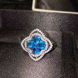 Crystal Zircon Flower Rings Inlay Vintage Jewelry Women Wedding