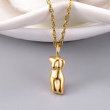 316L Stainless Steel Body Face Pendant Necklace for Women Plated Collar Necklace