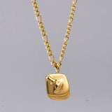 316L Stainless Steel Body Face Pendant Necklace for Women Plated Collar Necklace