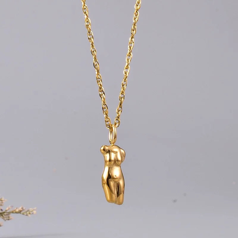 316L Stainless Steel Body Face Pendant Necklace for Women Plated Collar Necklace