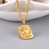 316L Stainless Steel Body Face Pendant Necklace for Women Plated Collar Necklace