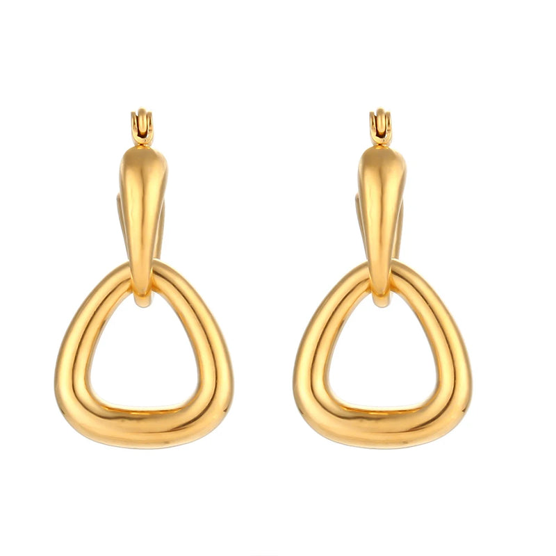Geometric Charm Earrings 18K Plated Stainless Steel