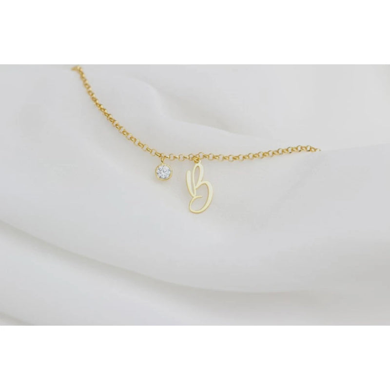 English Alphabet Pendant Bracelet Stainless Steel Link Chain Women Jewelry