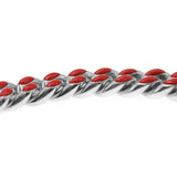 Red Pink Cuban Chain Men Bracelet Classic Modern Stainless Steel 12mm