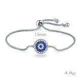 Silver Micro Inlaid Circle Chain Bracelet for Women