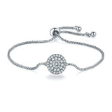 Silver Micro Inlaid Circle Chain Bracelet for Women