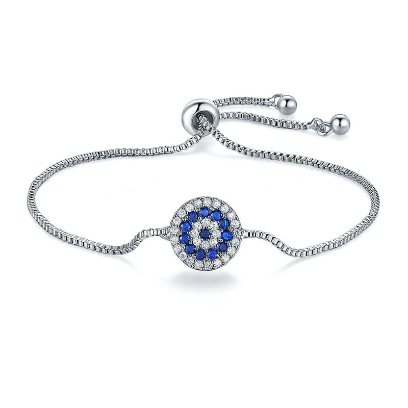 Silver Micro Inlaid Circle Chain Bracelet for Women