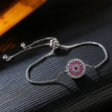 Silver Micro Inlaid Circle Chain Bracelet for Women