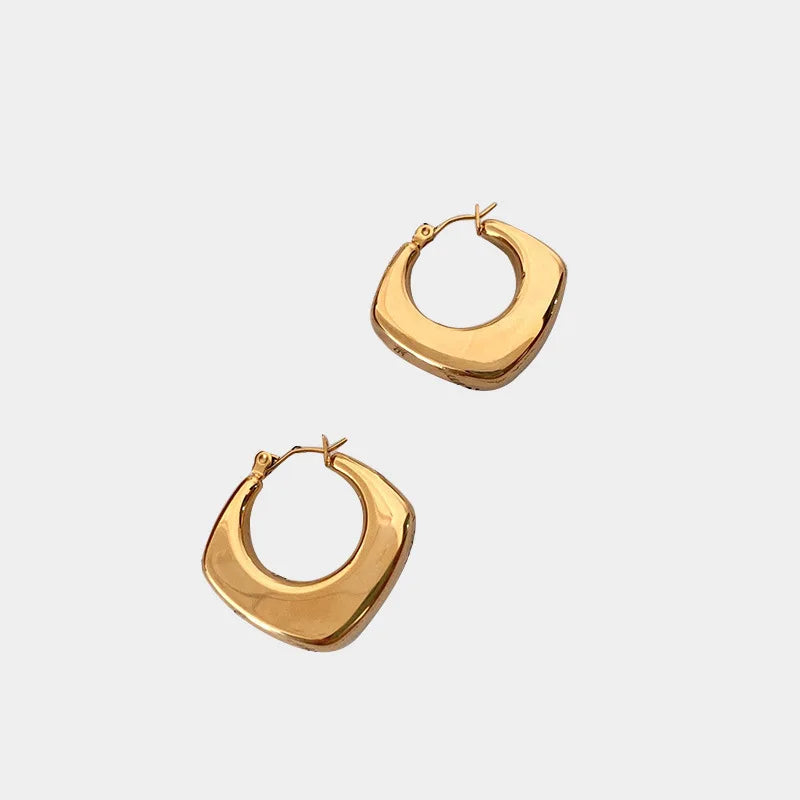 Geometric Bold Stainless Steel Hoop Earrings For Women