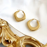 Geometric Bold Stainless Steel Hoop Earrings For Women