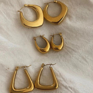 Geometric Bold Stainless Steel Hoop Earrings For Women