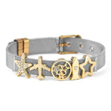 10mm Stainless Steel Mesh Bracelet Aircraft Star Charm