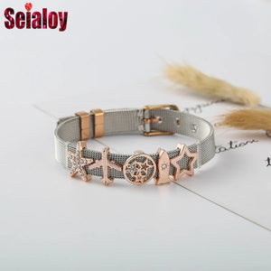 10mm Stainless Steel Mesh Bracelet Aircraft Star Charm