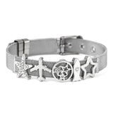 10mm Stainless Steel Mesh Bracelet Aircraft Star Charm