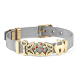 Stainless Steel Mesh Bracelet Butterfly Flower Beads Bangle Jewelry