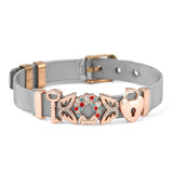 Stainless Steel Mesh Bracelet Butterfly Flower Beads Bangle Jewelry