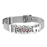 Stainless Steel Mesh Bracelet Butterfly Flower Beads Bangle Jewelry