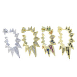 European Women Micro Pave Colorful CZ Rivet Hoop Earring