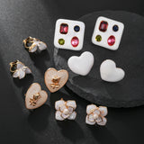 Clip Earrings Flower Heart Non Pierced Minimalist Glaze Earrings