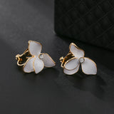 Clip Earrings Flower Heart Non Pierced Minimalist Glaze Earrings