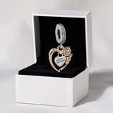 Heart Rose Flower Dangle Charms 925 Sterling Silver Bead Bracelet Gift DIY