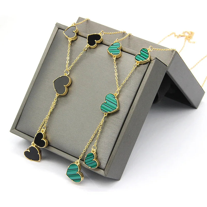 Vintage Lucky Peach Heart Pendant Choker Necklace Women's Jewelry