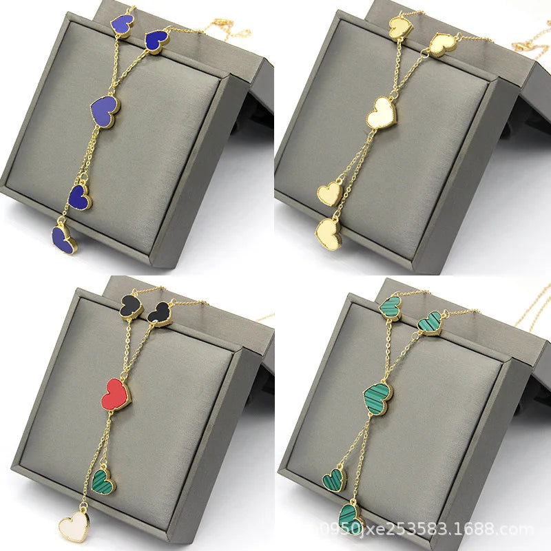 Vintage Lucky Peach Heart Pendant Choker Necklace Women's Jewelry