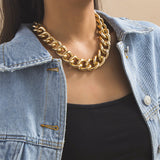 Vintage Alloy Thick Chain Necklace for Women