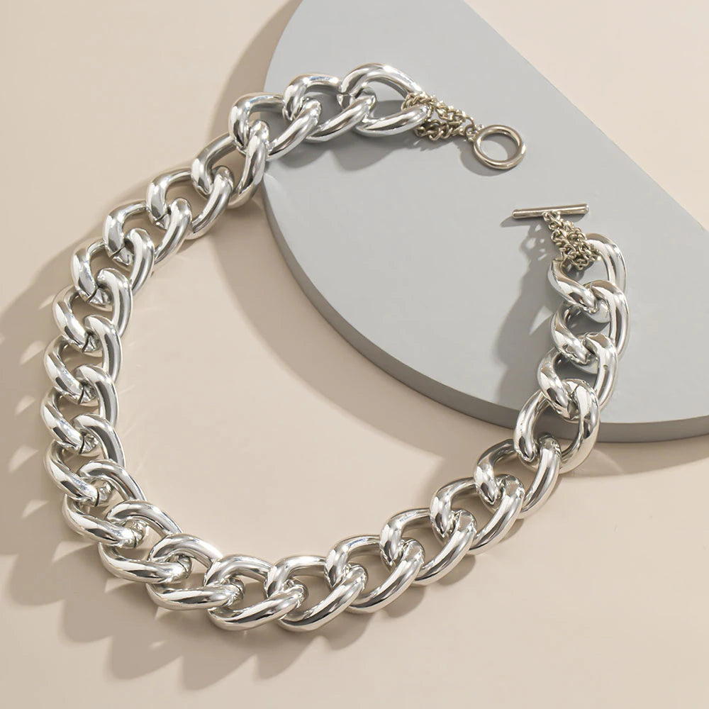 Vintage Alloy Thick Chain Necklace for Women