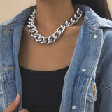 Vintage Alloy Thick Chain Necklace for Women
