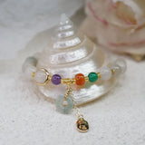 Vintage Natural Jade Agate Beaded Strand Bracelets Round Jade Pendant Jewelry