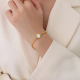 Waterproof Stainless Steel Sea Shell Heart Charm Bracelet for Women Girls
