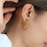 Hollow Hoop Earrings Creative Texture Plated Jewelry