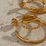 Hollow Hoop Earrings Creative Texture Plated Jewelry