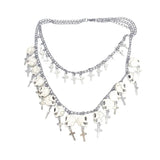 Gothic Skull Halloween Necklace for Women Double Sweater Chain