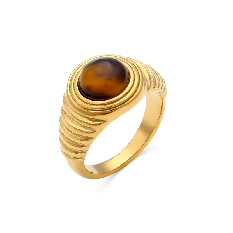 Pearl Brown Agate Carnelian Gemstone Rings for Women Fine Jewelry