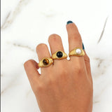 Pearl Brown Agate Carnelian Gemstone Rings for Women Fine Jewelry