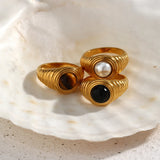 Pearl Brown Agate Carnelian Gemstone Rings for Women Fine Jewelry