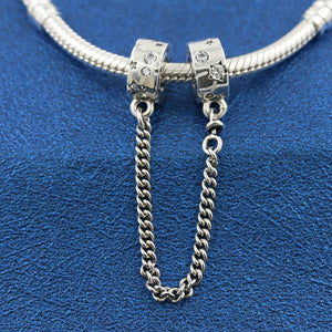 Sterling Silver Galaxy Safety Chain Charms Stars for Bracelets DIY Jewelry