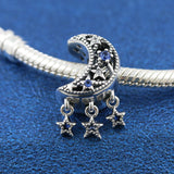 S925 Sterling Silver Stars & Moon Pendant for Bracelets & Necklaces