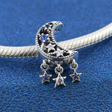 S925 Sterling Silver Stars & Moon Pendant for Bracelets & Necklaces