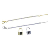 5A CZ Tennis Bracelet with Lock Charm 15+4CM