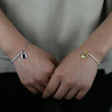 5A CZ Tennis Bracelet with Lock Charm 15+4CM
