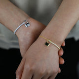 5A CZ Tennis Bracelet with Lock Charm 15+4CM