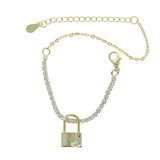 5A CZ Tennis Bracelet with Lock Charm 15+4CM