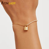 5A CZ Tennis Bracelet with Lock Charm 15+4CM