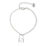 5A CZ Tennis Bracelet with Lock Charm 15+4CM